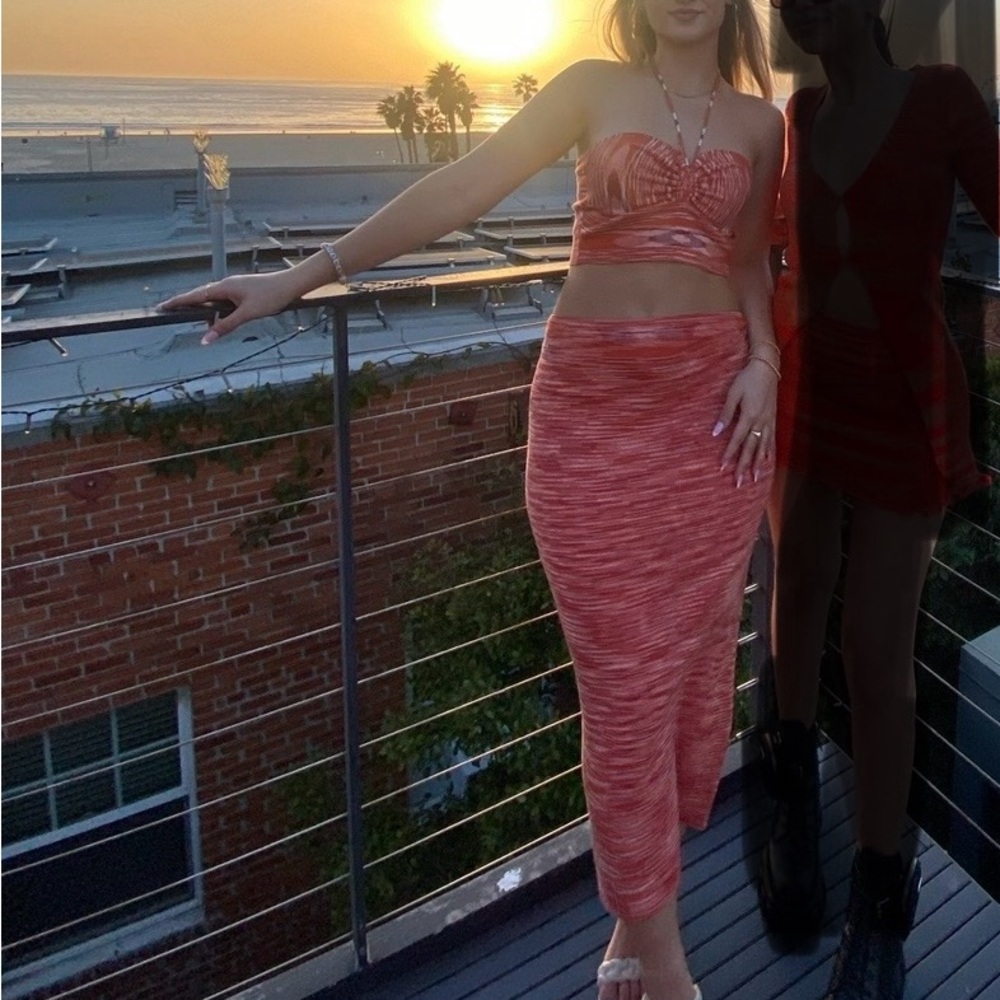 Cotton Candy LA Orange Top + Skirt Set